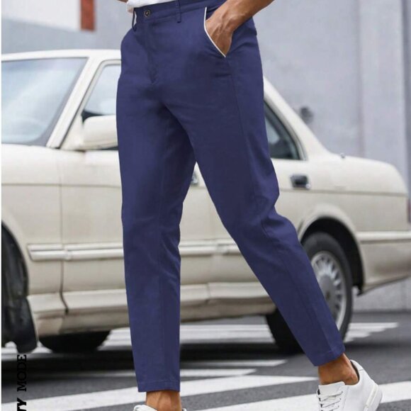 Manfinity Mode Men Solid Slant Pocket Blue Dress Pants, NWOT, Medium (33W) - Picture 5 of 8